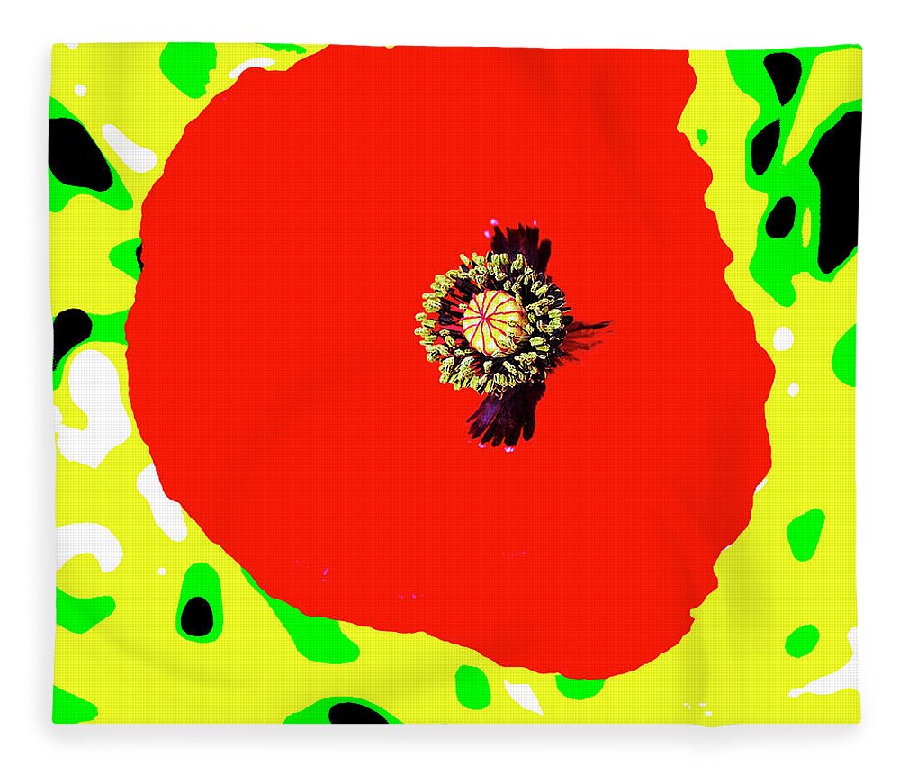 Pop Art Poppy Fleece Blanket featuring the digital art Pop Art Poppy by Marianne Campolongo