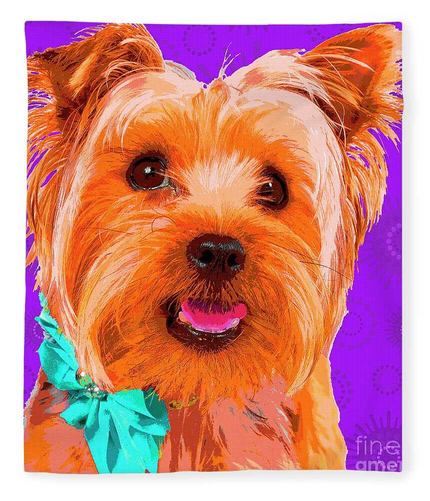 Dogs Fleece Blanket featuring the photograph PopART Yorkie by Renee Spade Photography