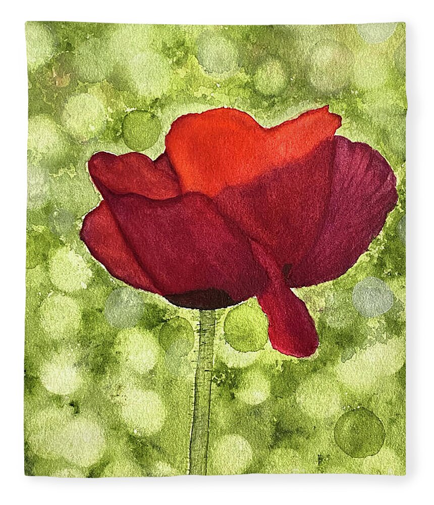 Poppy Fleece Blanket featuring the painting Poppy by Lisa Neuman