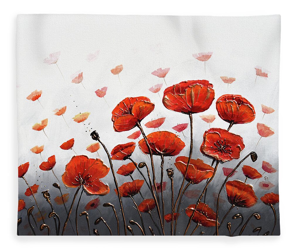 Red Poppies Fleece Blanket featuring the painting Poppy Summer Delight by Amanda Dagg