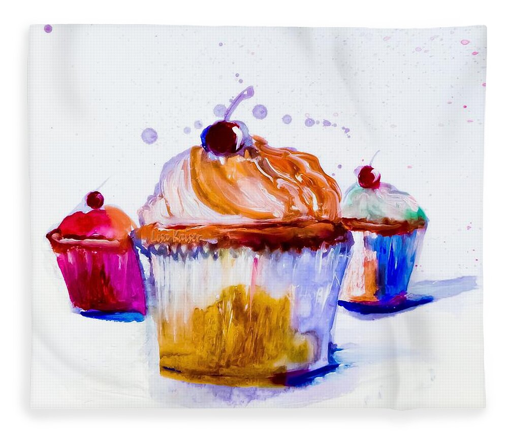 Popular Fleece Blanket featuring the painting Popular Cupcake by Lisa Kaiser