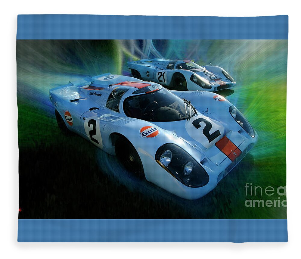  Fleece Blanket featuring the photograph Porsche 917K Steve McQueen Le Mans Car Team by Blake Richards