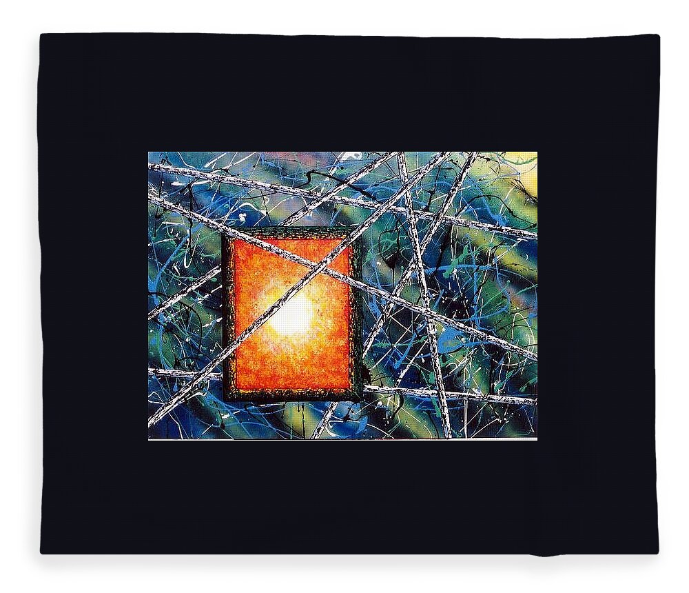 Contemporary / Abstract Fleece Blanket featuring the painting Portal by Micah Guenther