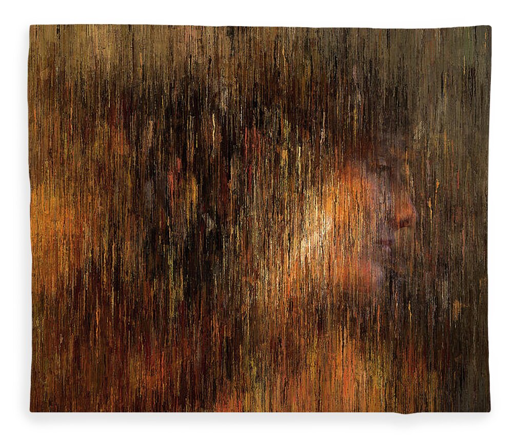 Portrait Fleece Blanket featuring the painting Portrait in Gold Tones by Alex Mir