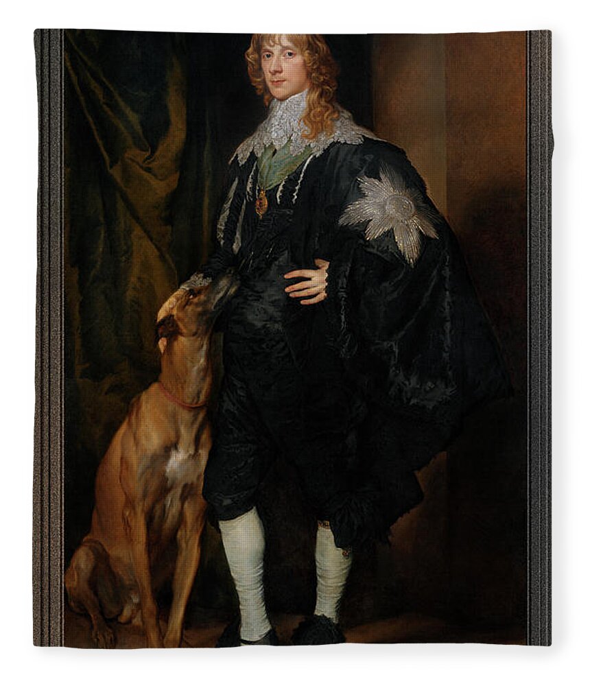 Portrait Of James Stuart Fleece Blanket featuring the painting Portrait of James Stuart Duke of Richmond and Lenox by Anthony van Dyck by Rolando Burbon