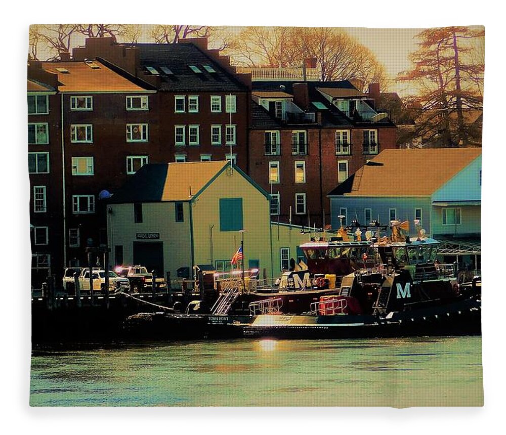 - Portsmouth Nh Tugboat Fleece Blanket featuring the photograph - Portsmouth NH Tugboat by THERESA Nye