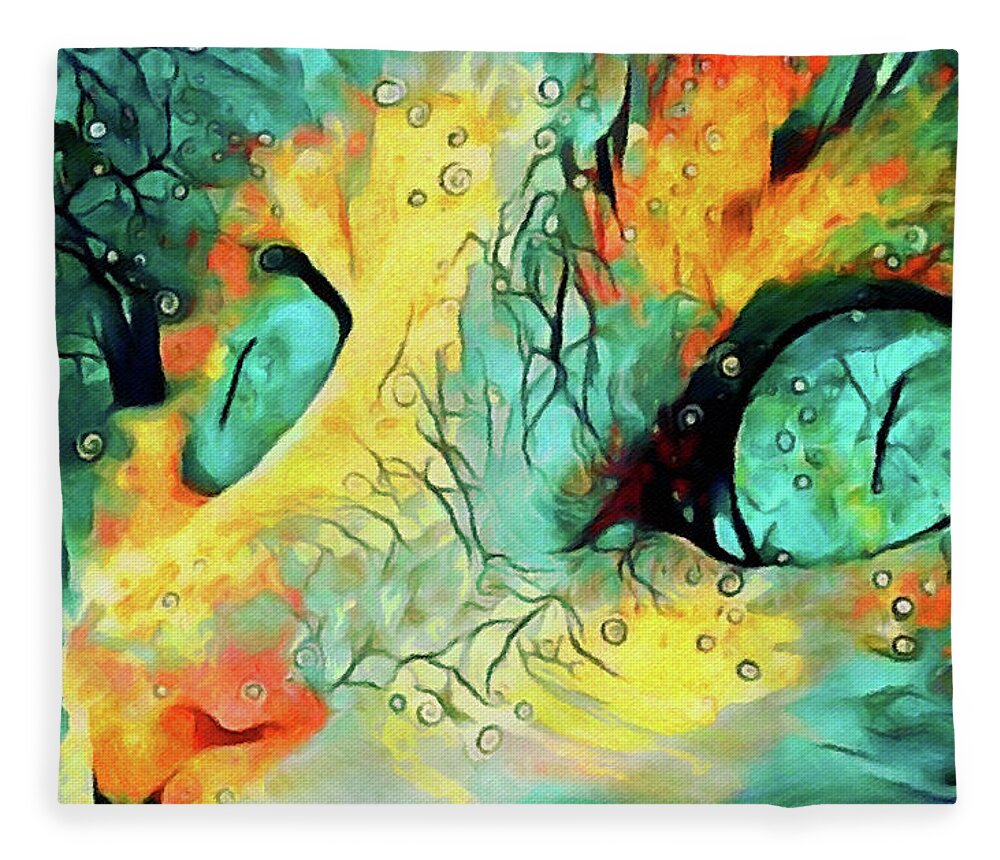 Pouncival Fleece Blanket featuring the painting Pouncival by Susan Maxwell Schmidt