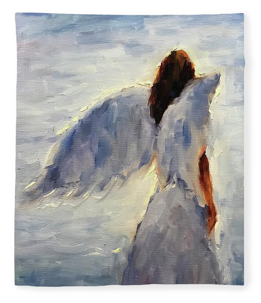 Angel Fleece Blanket featuring the painting Prayers by Ashlee Trcka