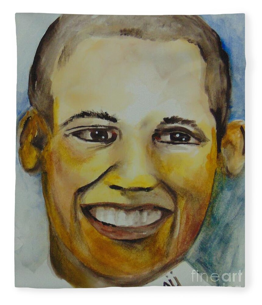 Politics Fleece Blanket featuring the painting President Barack Obama by Saundra Johnson
