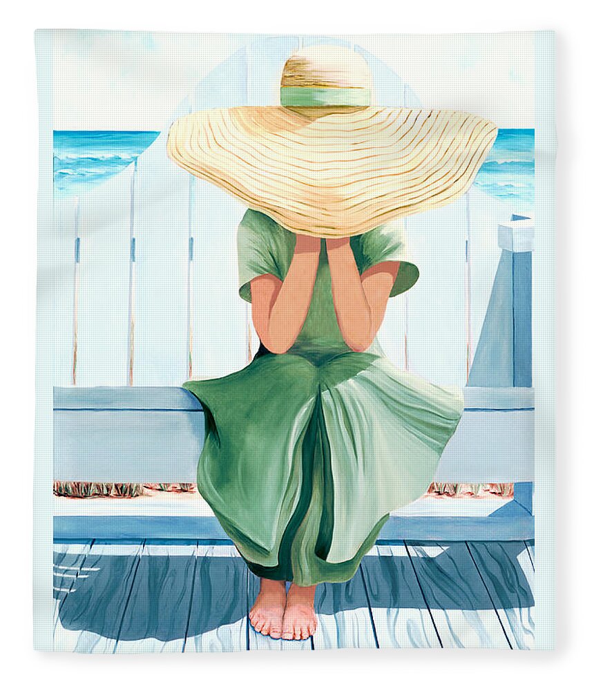 Children On The Beach Fleece Blanket featuring the painting SURPRISE ME -prints of oil painting by Mary Grden