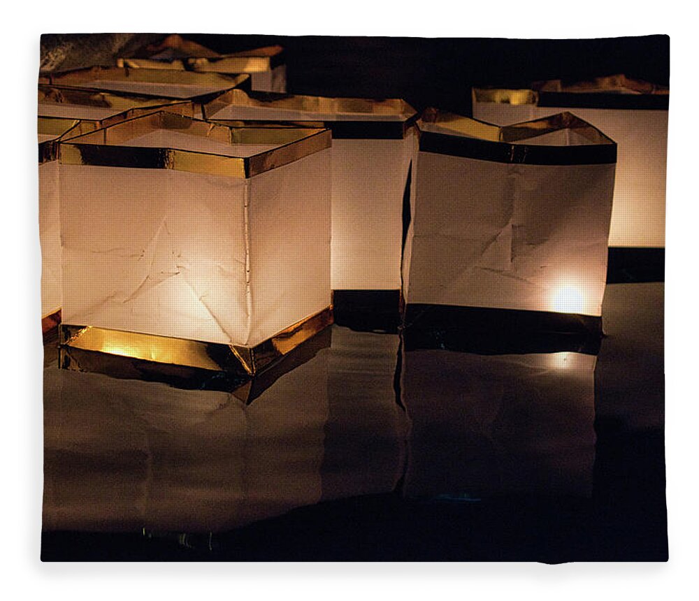 Light Fleece Blanket featuring the photograph Private Lantern Festival by Portia Olaughlin