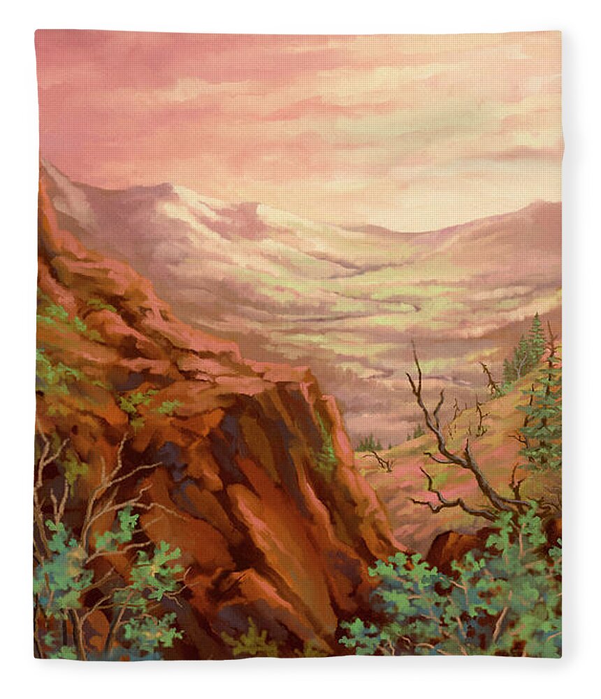 Landscape Fleece Blanket featuring the painting Promised land by Hans Neuhart