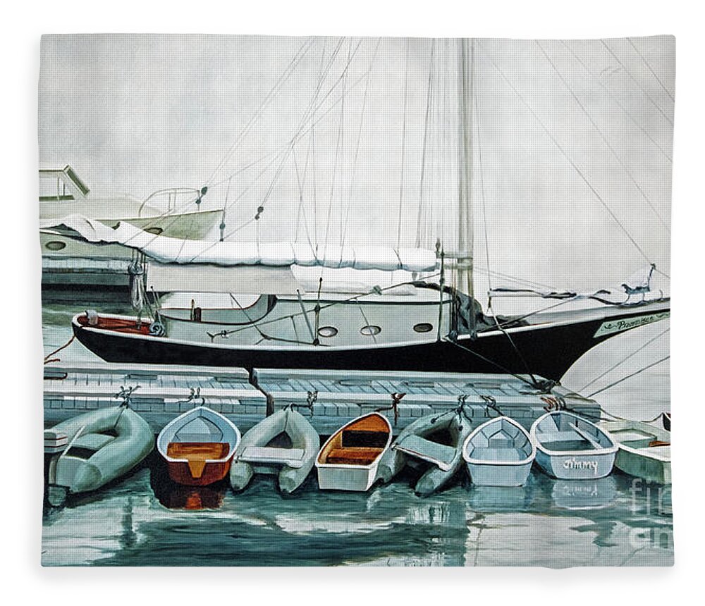 Boat Fleece Blanket featuring the painting PROMISES -prints of Oil Painting by Mary Grden