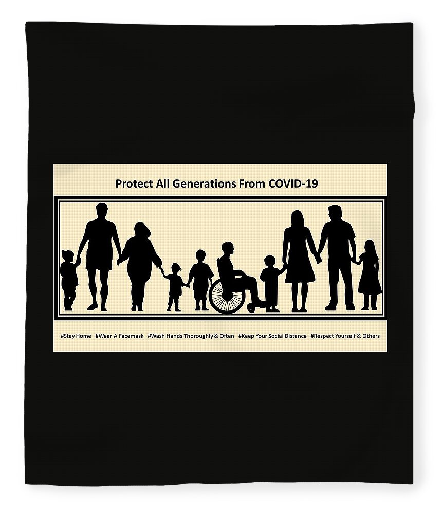 Family Fleece Blanket featuring the mixed media Protect All Generations From COVID-19 by Nancy Ayanna Wyatt