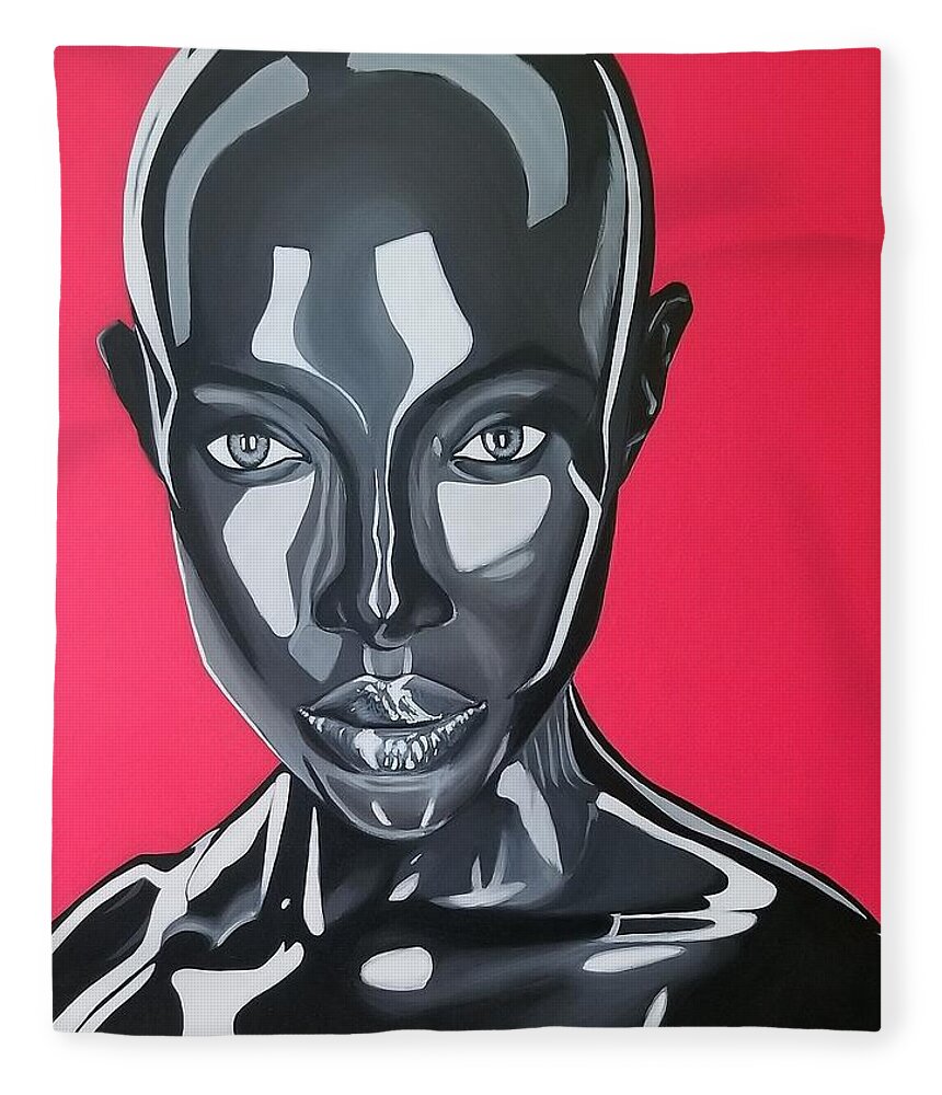  Fleece Blanket featuring the painting Prototype by Bryon Stewart