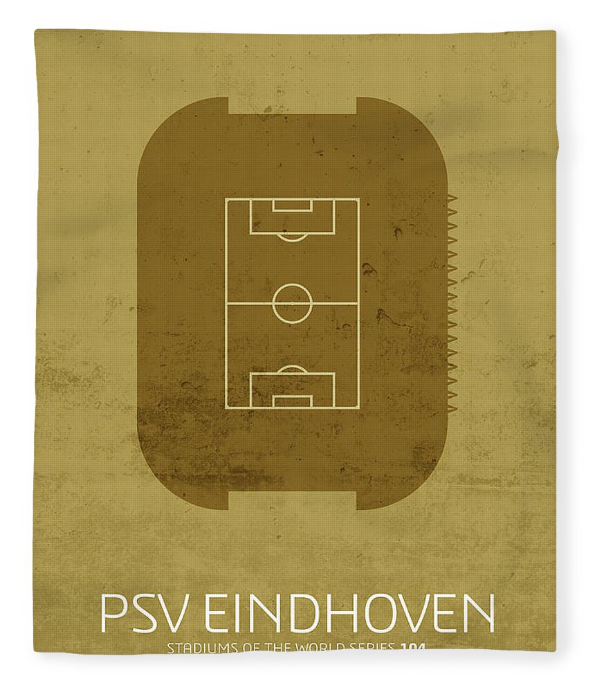 Psv Fleece Blanket featuring the mixed media PSV Eindhoven Stadium Football Soccer Minimalist Series by Design Turnpike