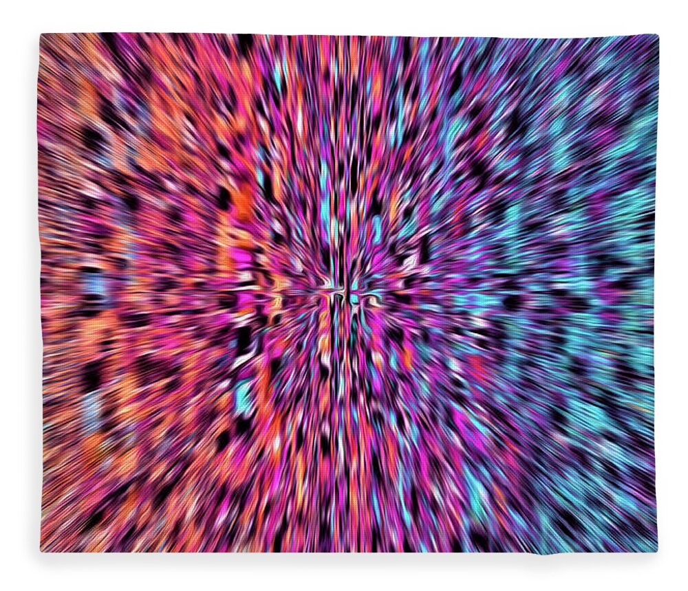 Abstract Fleece Blanket featuring the digital art Psychedelic - Trippy Optical Illusion by Ronald Mills