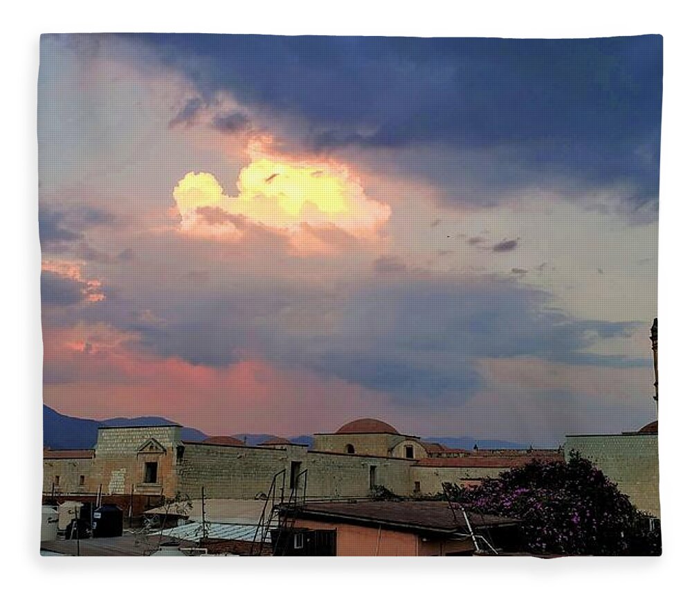 Sun Peeking Through Clouds Fleece Blanket featuring the photograph Puebla Skyscape by Rosanne Licciardi