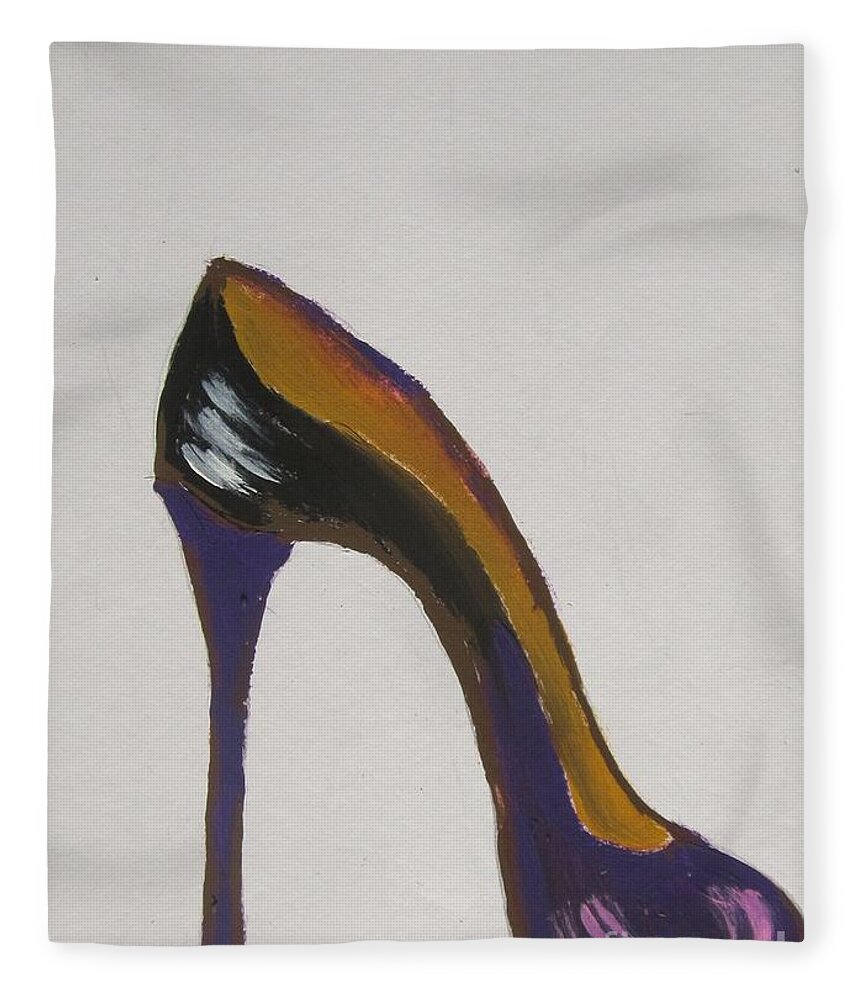Pump Fleece Blanket featuring the painting Purple Pump by Jennylynd James