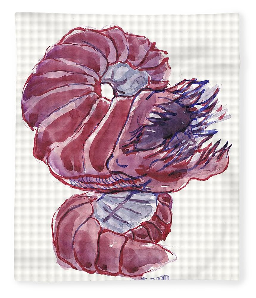 Miniature Fleece Blanket featuring the painting Purple Worm by George Cret