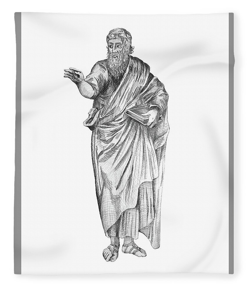 Pythagoras Fleece Blanket featuring the drawing Pythagoras by Trevor Grassi