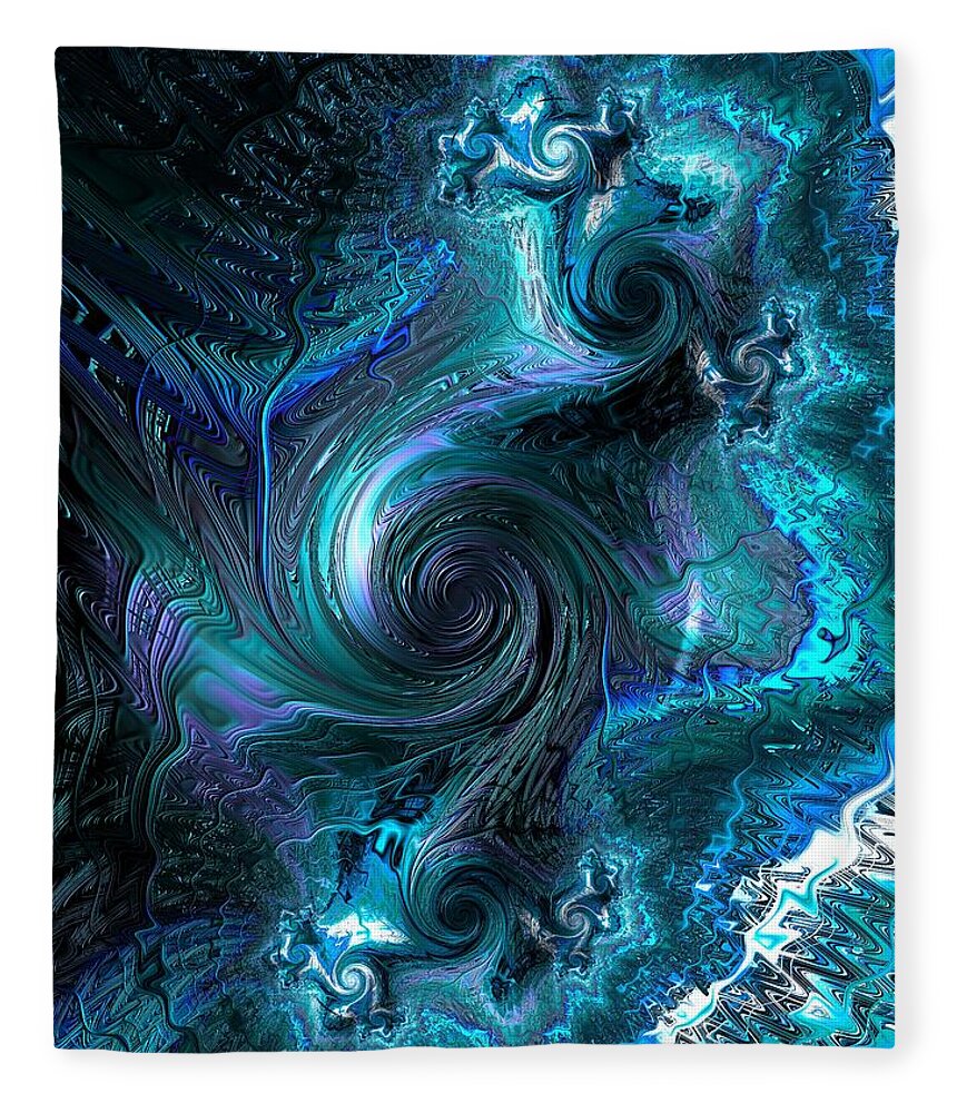 Fractal Fleece Blanket featuring the digital art Qi #3 by Mary Ann Benoit