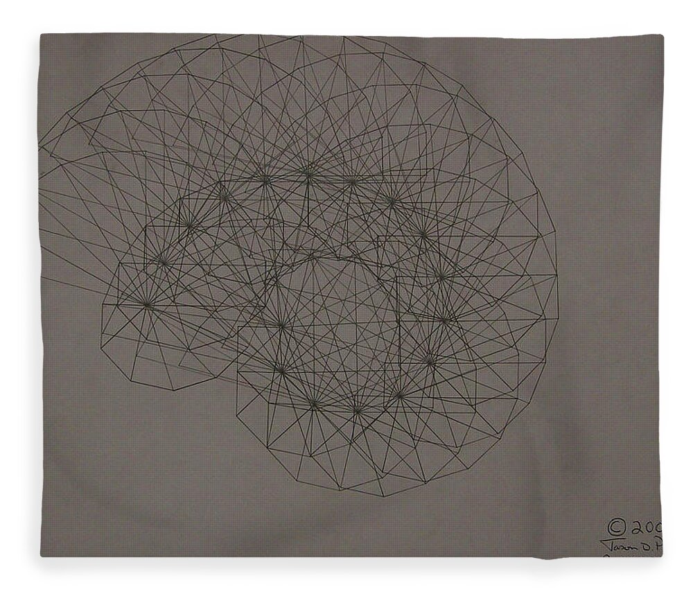 Fractal Fleece Blanket featuring the drawing Quantum Sea Shell by Jason Padgett