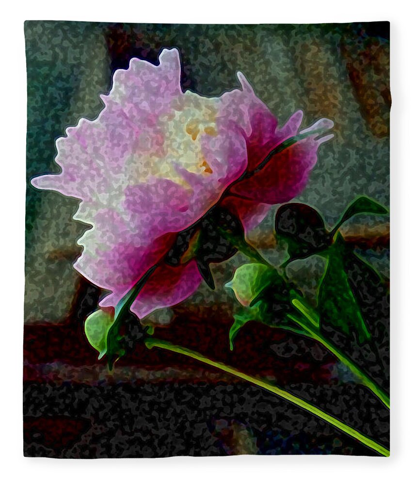 Flower Fleece Blanket featuring the digital art Queen Peony by Vallee Johnson