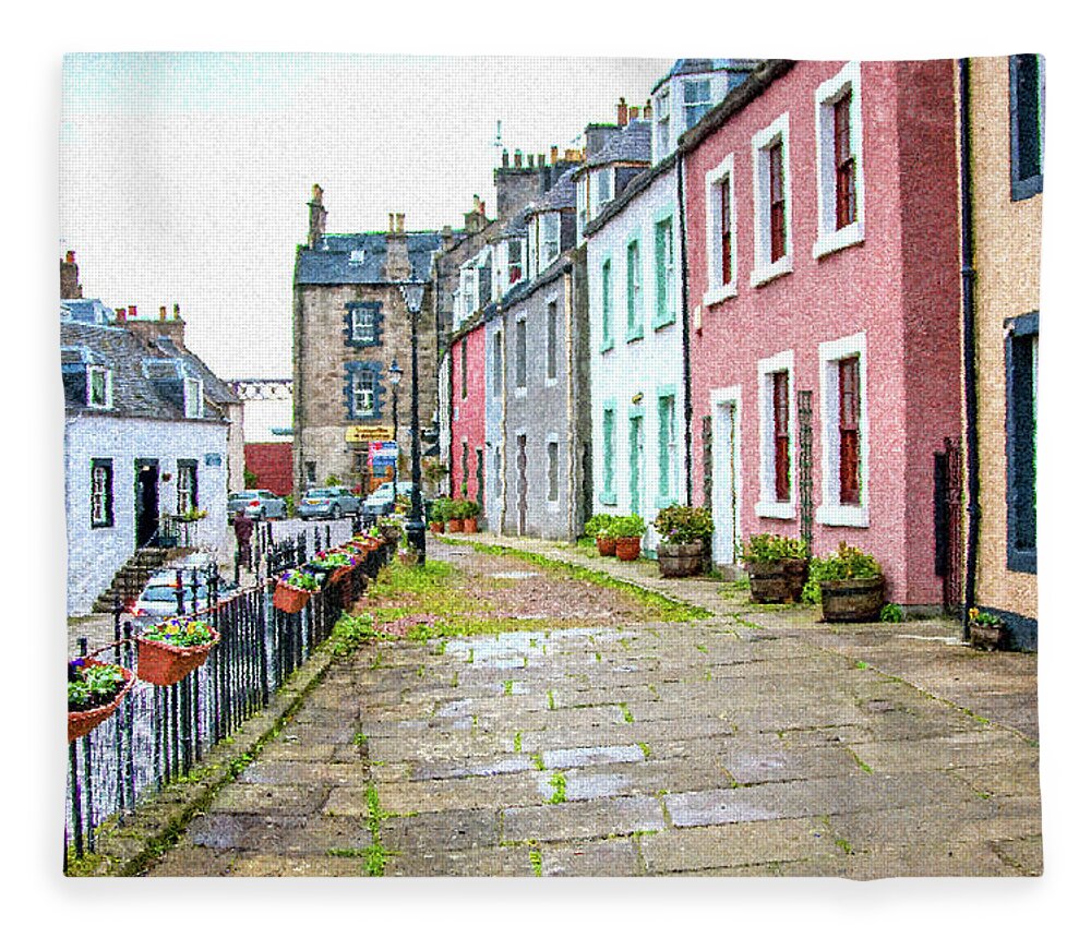 Queensferry Scotland Fleece Blanket featuring the digital art Queensferry Scotland by SnapHappy Photos