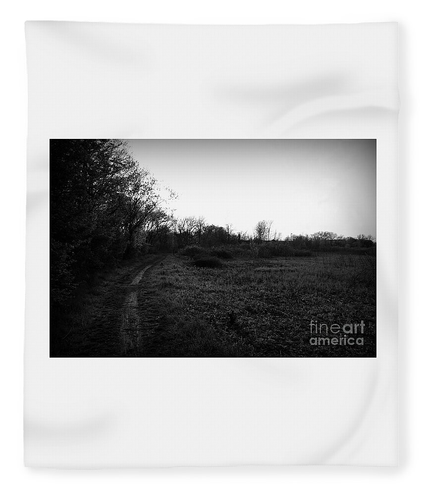 Nature Fleece Blanket featuring the photograph Quiet Morning On The Preserve Trail - Black and White by Frank J Casella