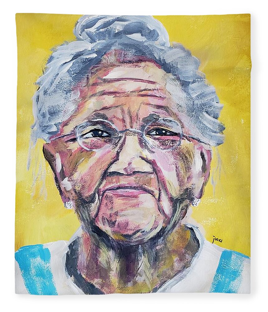 Grandmother Fleece Blanket featuring the painting Quintessential Grandmother by Mark Ross