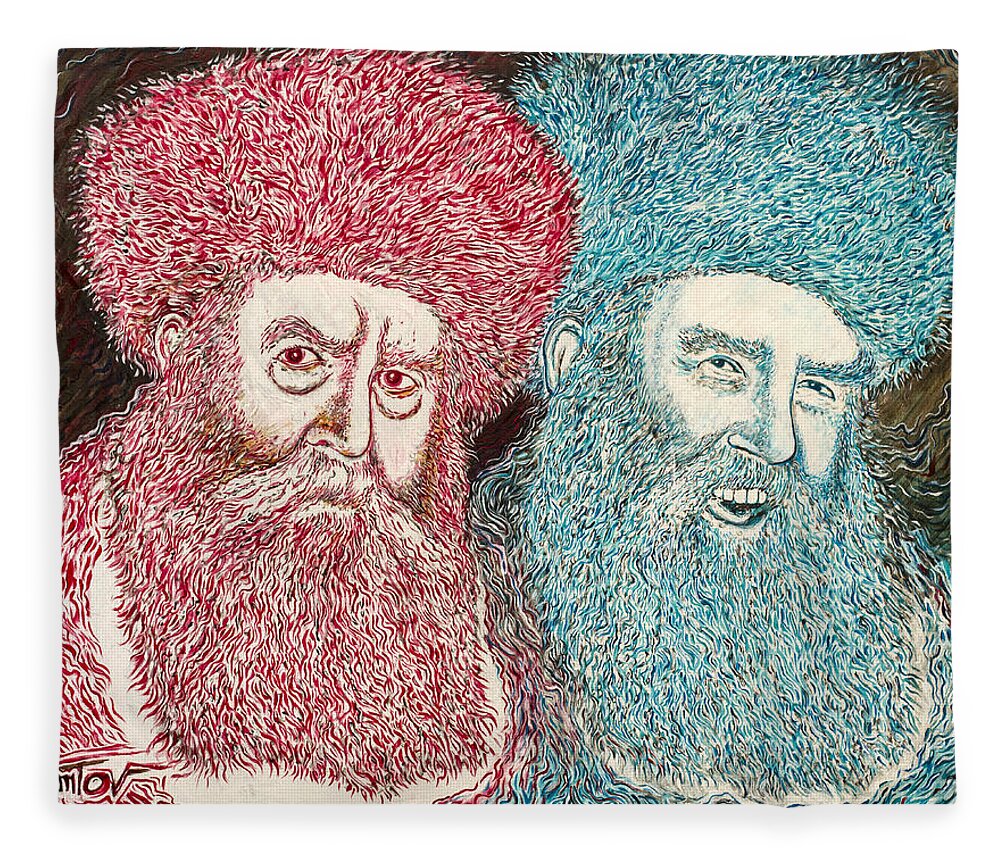 Rabbi Fleece Blanket featuring the painting Rabbi Yosef Yitzchak Schneersohn by Yom Tov Blumenthal