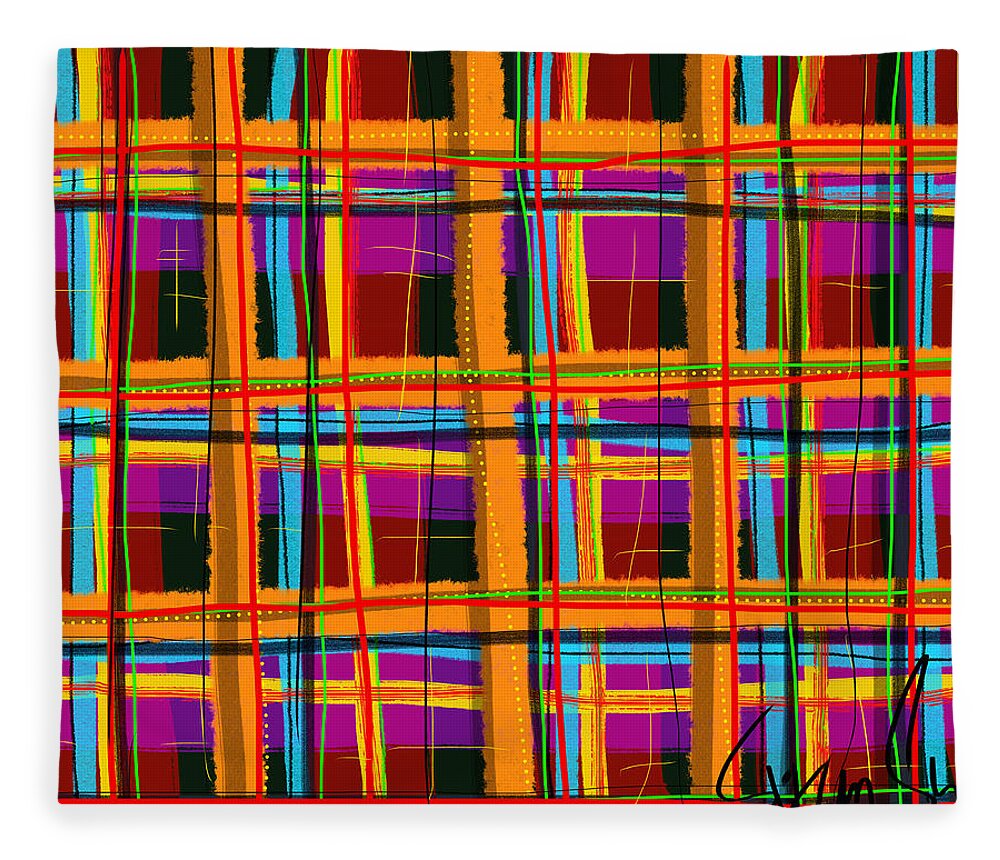 Plaid Fleece Blanket featuring the digital art Rad Plaid by Susan Fielder