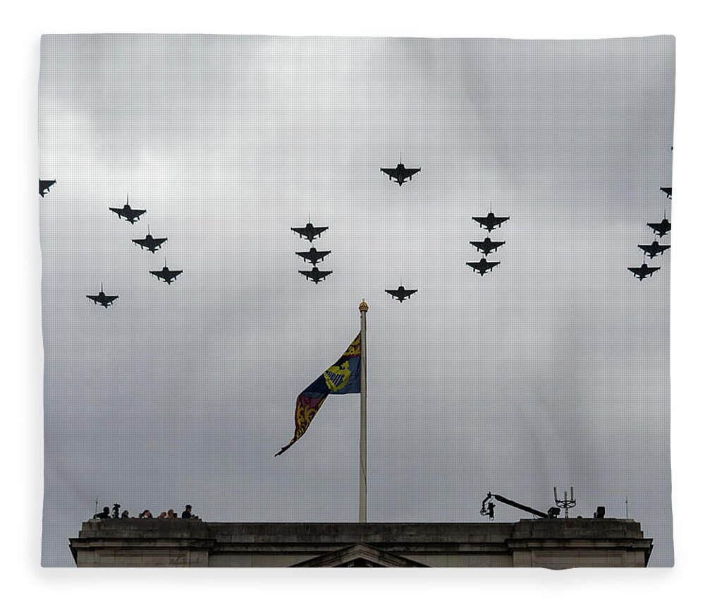 Raf Fleece Blanket featuring the photograph RAF 100 fly pass by Andrew Lalchan