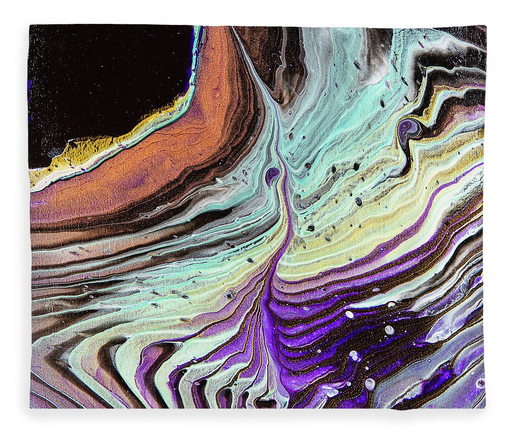 Abstract Fleece Blanket featuring the digital art Rainblow - Colorful Flowing Liquid Marble Abstract Contemporary Acrylic Painting by Sambel Pedes