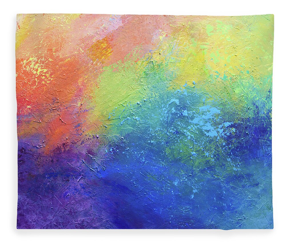 Sky Fleece Blanket featuring the painting Rainbow Blue by Linda Bailey