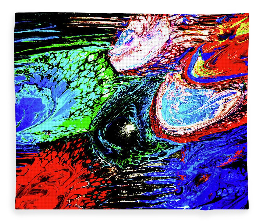 Flow Fleece Blanket featuring the painting Rainbow Flow by Anna Adams
