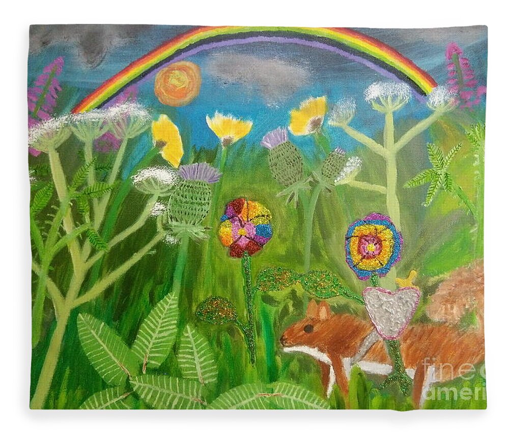 Lgbtq Fleece Blanket featuring the painting Rainbow Hero by David Westwood