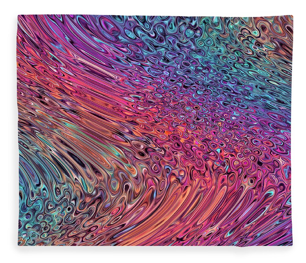 Abstract Fleece Blanket featuring the digital art Rainbow Ice River - Abstract by Ronald Mills