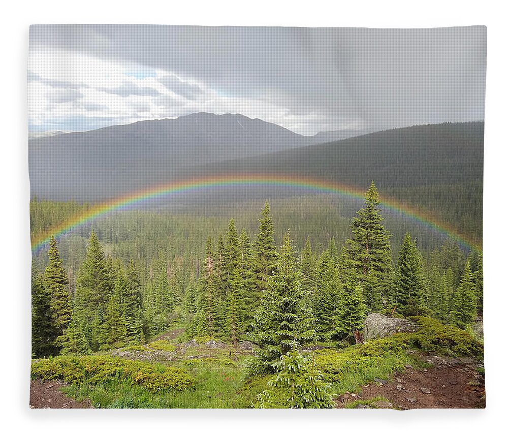 Rainbow Fleece Blanket featuring the photograph Rainbow in the Valley by Aaron Spong