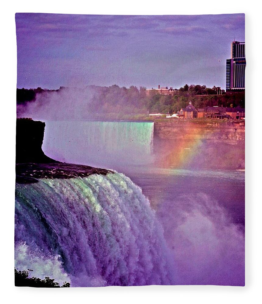 Rainbow Fleece Blanket featuring the photograph Rainbow over the Niagara Falls by Bess Carter