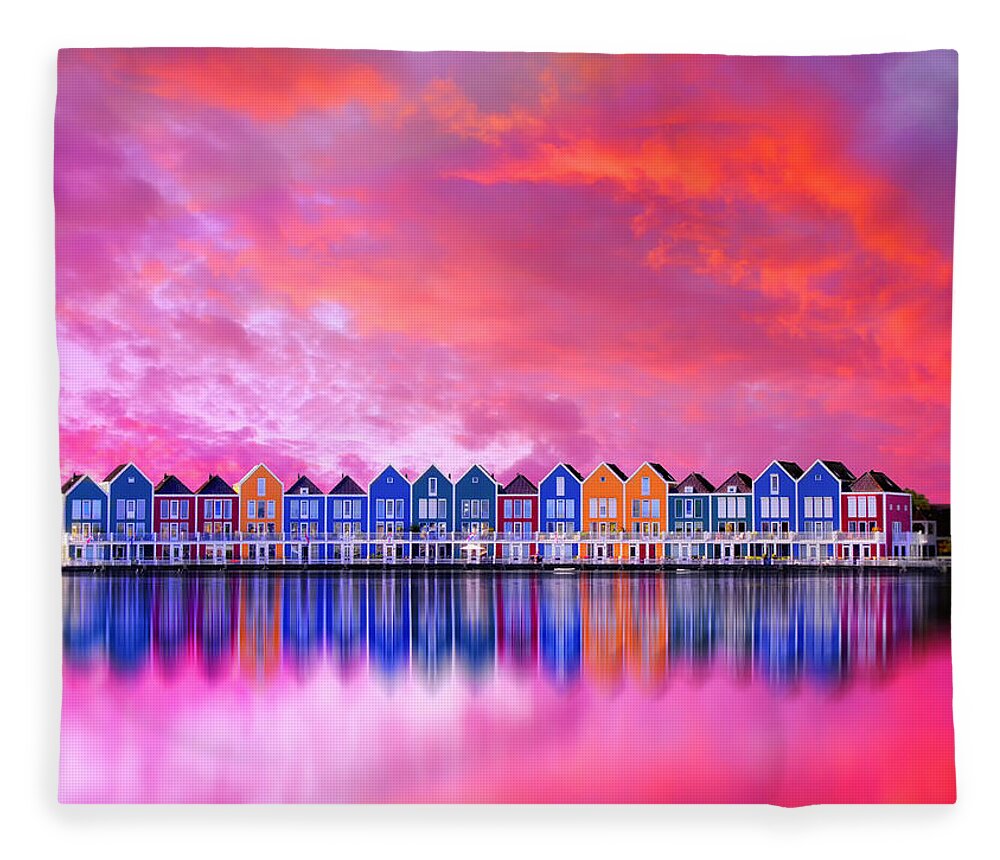 Houten Fleece Blanket featuring the photograph Rainbow Sunsets Of Houten by Iryna Goodall