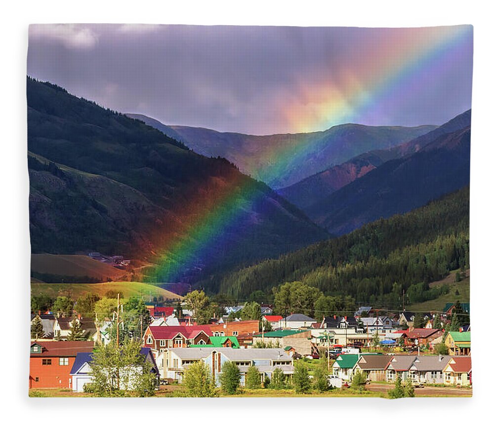 Ark Fleece Blanket featuring the photograph Rainbow's End by Rick Furmanek