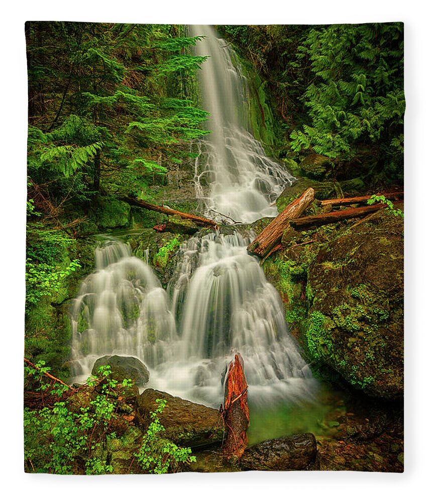Mount Rainier National Park Fleece Blanket featuring the photograph Rainier Falls Creek Falls by Dan Mihai