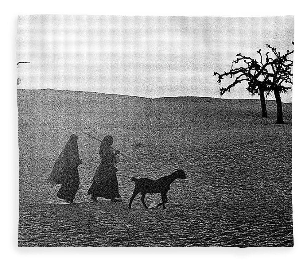 Rajasthan Goat India Fleece Blanket featuring the photograph Rajasthan Goat Herders by Neil Pankler
