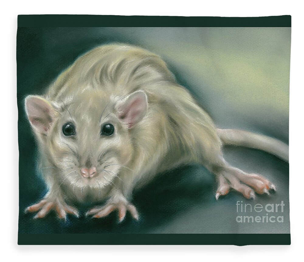 Animal Fleece Blanket featuring the painting Rat Portrait Nocturne by MM Anderson