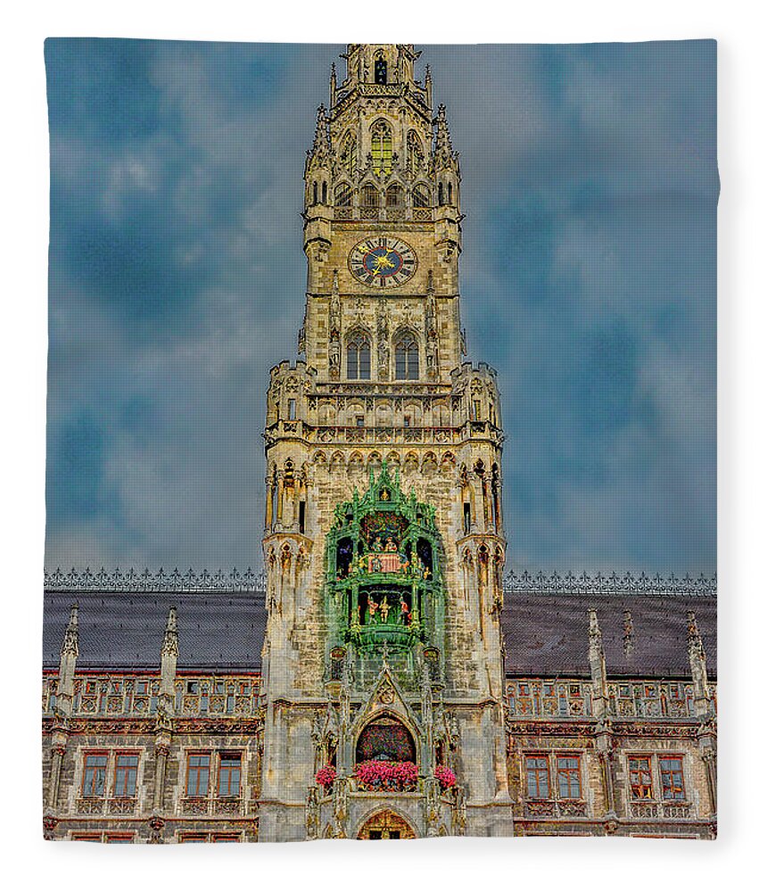 Munich Fleece Blanket featuring the photograph Rathaus-Glockenspiel of Munich by Marcy Wielfaert