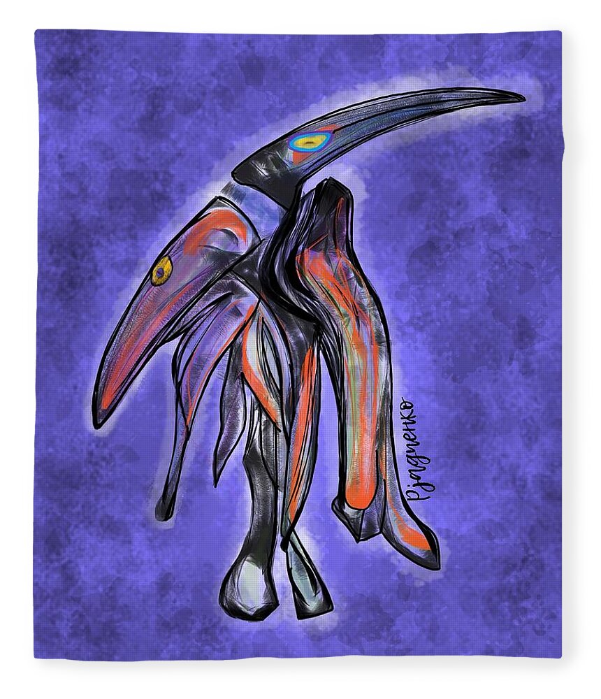 Black Fleece Blanket featuring the digital art Raven by Ljev Rjadcenko