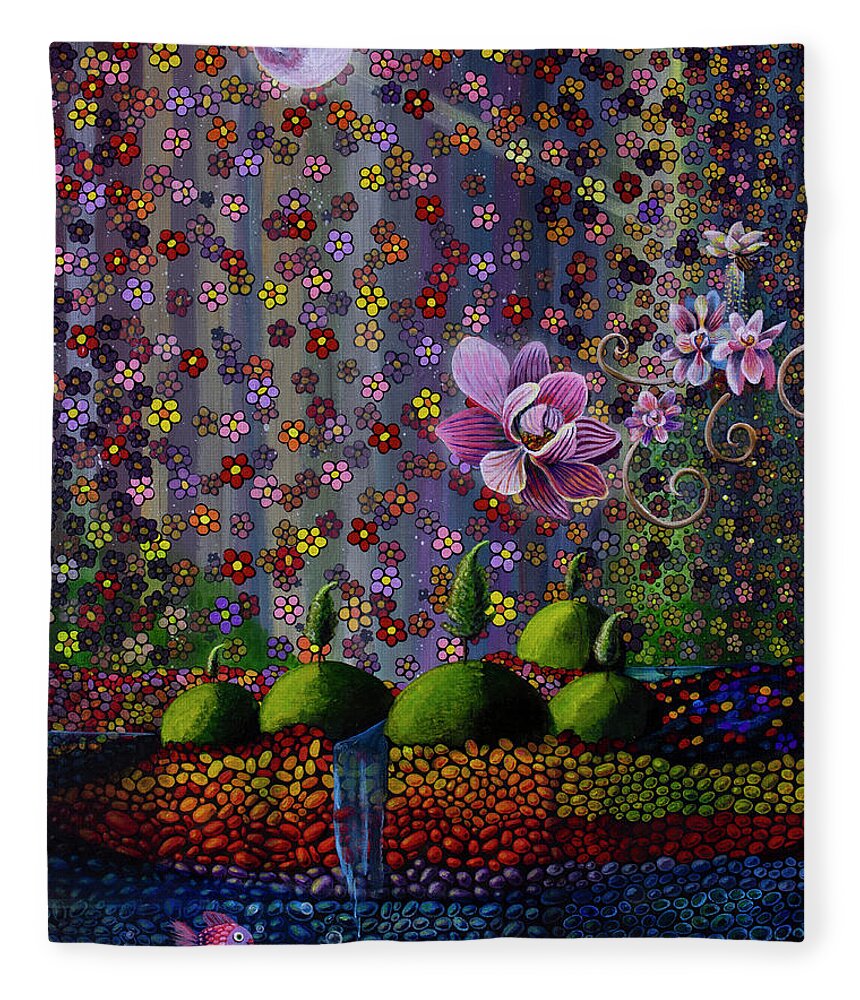  Fleece Blanket featuring the painting Rays of Violet by Mindy Huntress