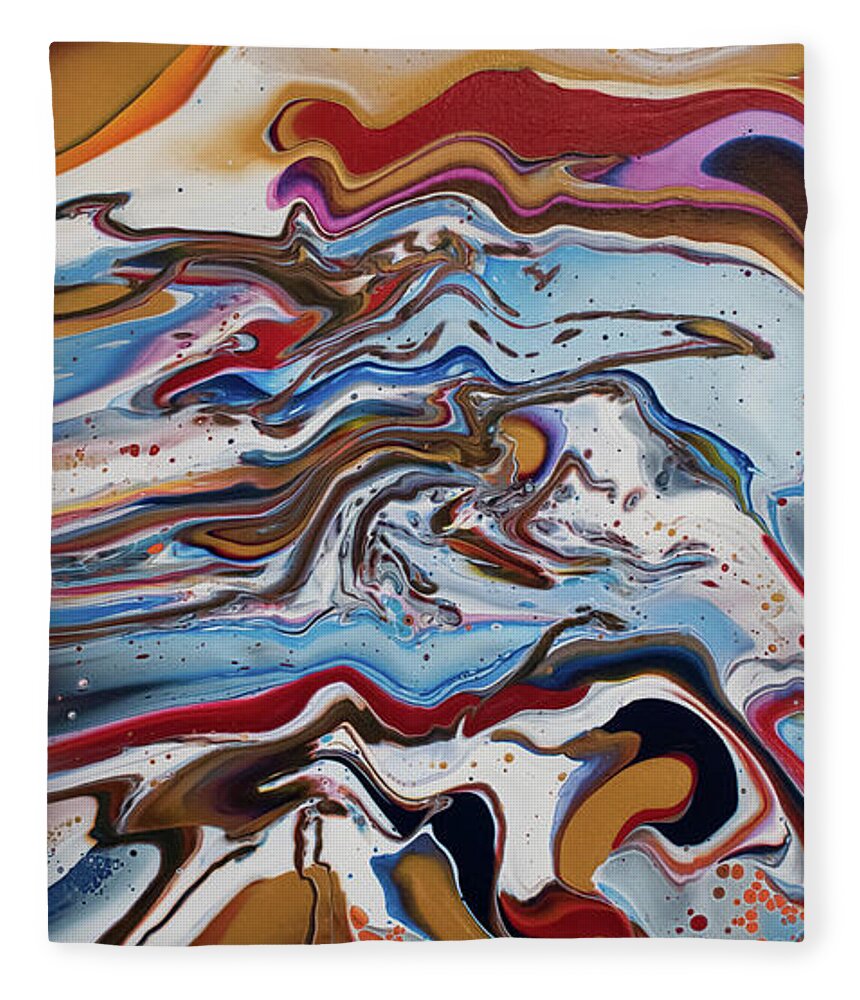 Pour Fleece Blanket featuring the mixed media Reaching for gold by Aimee Bruno